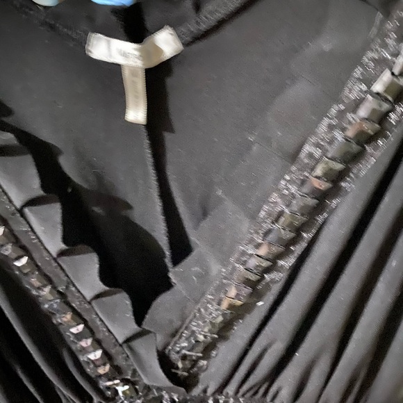 Black beaded v neck dress - Picture 2 of 5